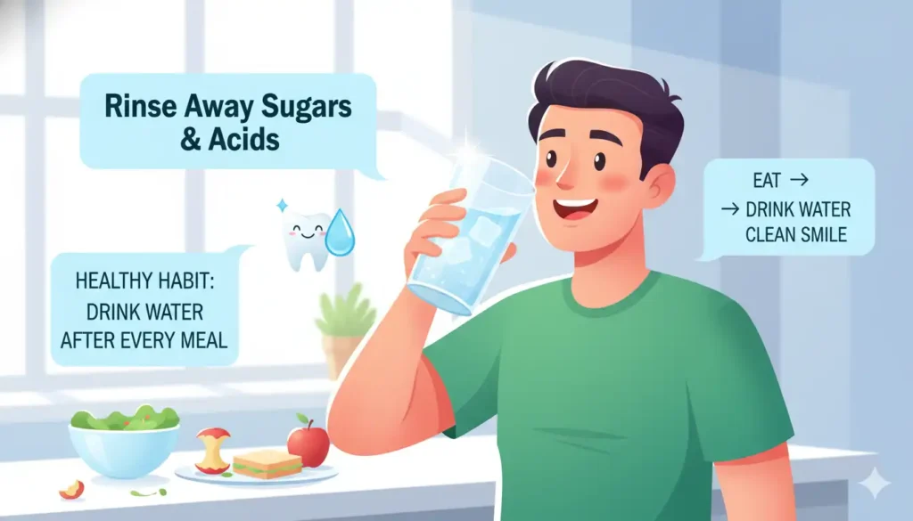 Drink water after every meal or snack