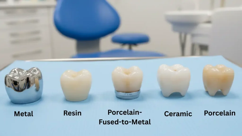 Types of dental crown and materials